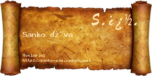 Sanko Éva névjegykártya